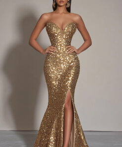 Rose Gold Sequin Prom Dress